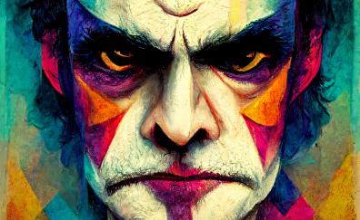 Angry man, joker's face, fan art