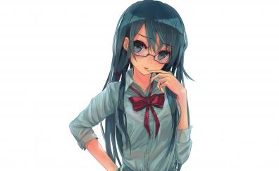 School dress, anime girl, original, glasses