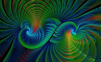 Greenish-blue fractal, swirling, curvy