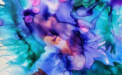 Splash painting, blue-green texture, art
