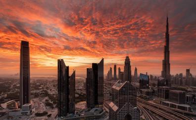 Cityscape, city, Dubai, sunset