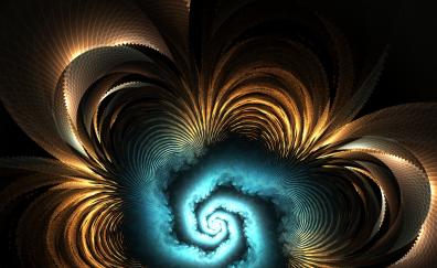 Abstraction, fractal, spiral, blue glow
