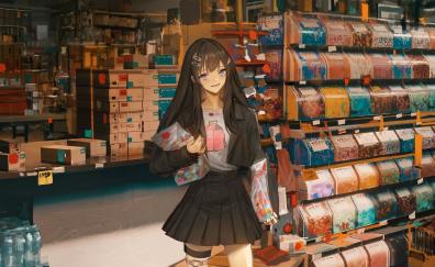 Store, shopping, anime girl