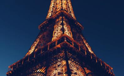 Eiffel Tower, city, Paris, night, architecture