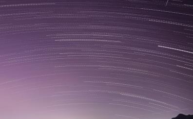 Starry sky, nature, star trails