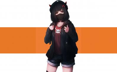 Devil, horns, urban, anime girl