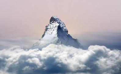 Mountains, Matterhorn, clouds, sky, cliff