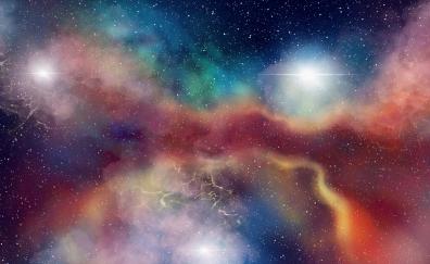 Galaxy, stars, clouds, space, colorful