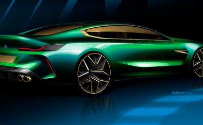 Bmw m8 gran coupe, green car, digital art