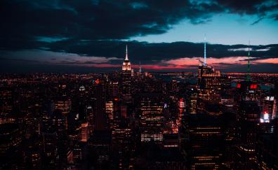 New york, buildings, night, cityscape
