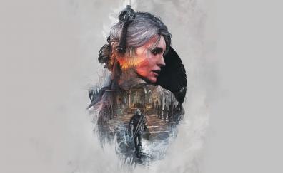 The witcher, artwork, Ciri and Geralt of Rivia, minimal