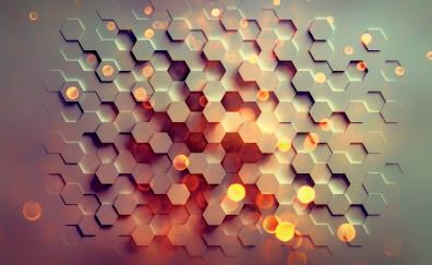 3d, hexagons, pattern, abstract