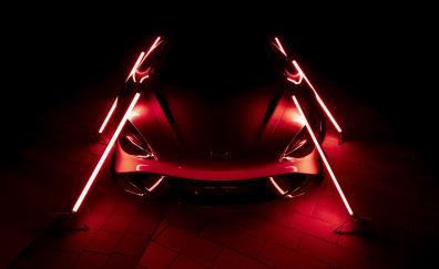 2021 McLaren 765LT, dark, red-glow, car