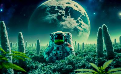 Astronaut in dreamy land, landscape, fantasy