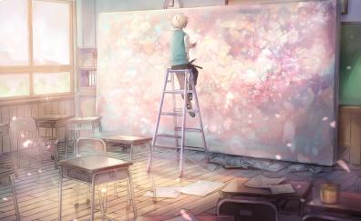Classroom, painting, anime