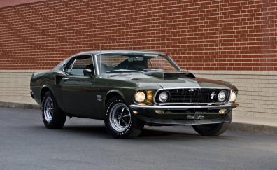 Green, classic, 1969 Ford Mustang Boss 429