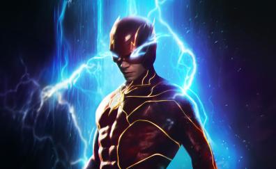 The Flash, unleashing the power, glowing eyes blue