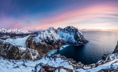 Panorama, ocean, arctic coast, glacier