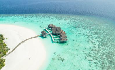 Resort, holiday, summer, aerial view, nature, Maldives