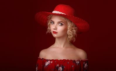 Red dress, girl model, portrait
