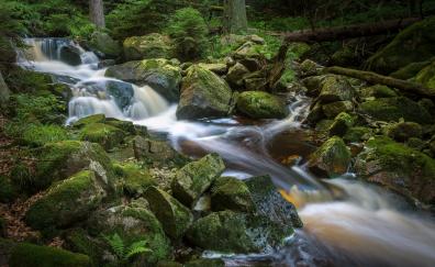 Ilse falls, waterfall, moss, rocks