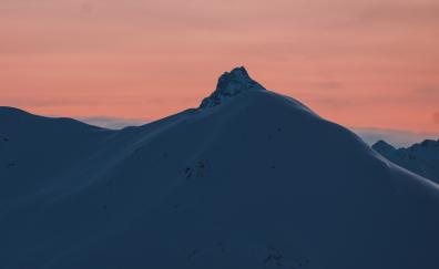 Sunset, glacier, summit, mountain