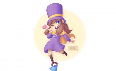 Hat girl, video game, A Hat in Time, minimal
