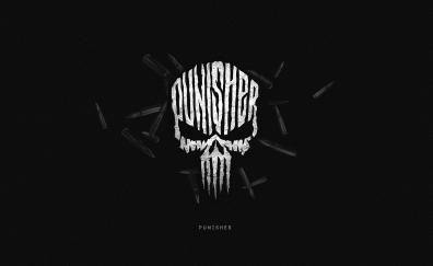 Punisher, superhero's logo, minimal, dark