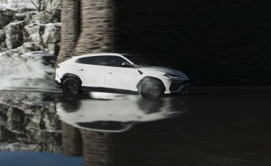 Compact SUV, white Lamborghini Urus