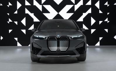 Black car, BMW iX Flow, front-view