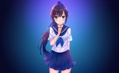 School dress, original, anime girl, cute