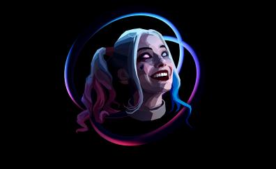 Harley quinn, smile, face, abstract, art