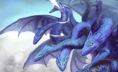 Hydra, dragon, fantasy, art