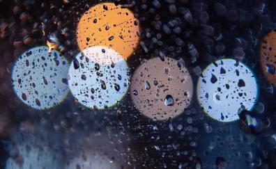 Glass surface, boke, raindrops