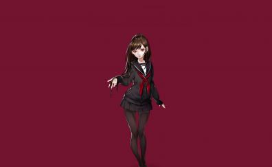 Black uniform, school dress, anime girl, original