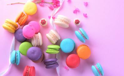 Macarons, sweets, food, colorful