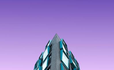 Building, purple sky, minimal, architecture