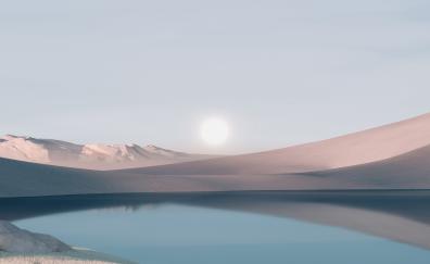 Windows 11, lake, desert, landscape, Microsoft stock
