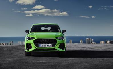 Front-view, Green Audi Q3, 2019