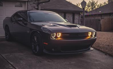Black, muscle car, Dodge Challenger