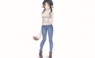Fox girl, jeans, Eruruu, Utawarerumono