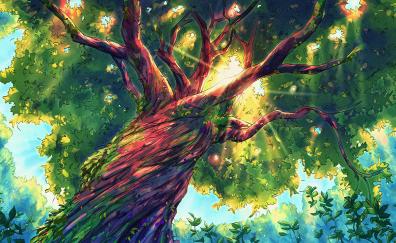 Green big tree, digital art