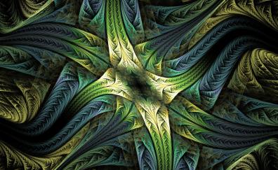 Digital art, fractal, pattern, green