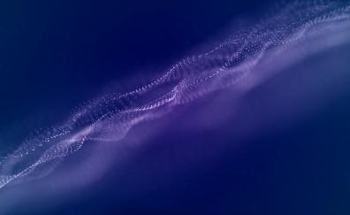 Waves, particle, blue, abstract