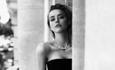 Amber Heard, actress, celebrity, monochrome