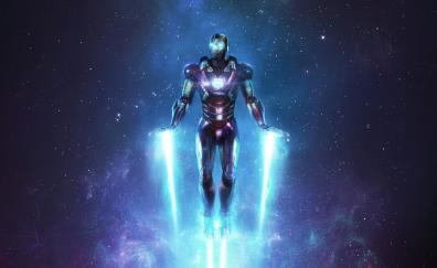 Iron Man in space in an old suit, 2023 art