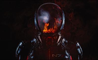 Mass Effect: Andromeda, N7, Soldier, flame, helmet