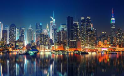 New York city, nightscape, high towers