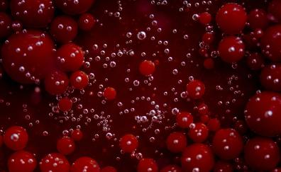 Red fruits, bubbles