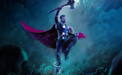 Thor, thunder storm, artwork